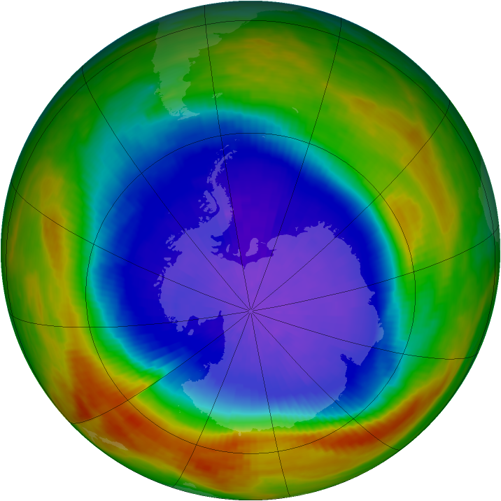 Antarctic ozone map for 01 October 1991